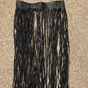 Black Fringe Belt - fits multiple sizes - faux leather